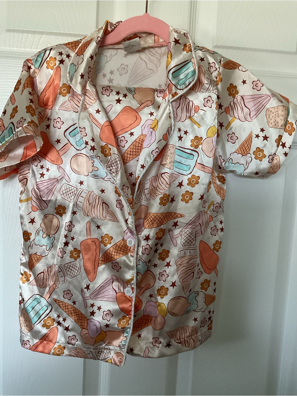 Girls Cream Ice Cream Print Short-Sleeve Pagamas